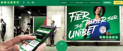 Pari Unibet homepage