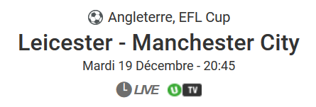 Leicester - Manchester City chez bookmaker Unibet