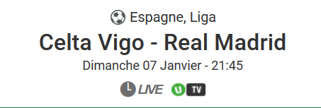 Celta Vigo - Real Madrid pour vos paris sportifs chez Unibet