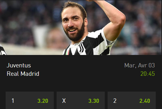 Juventus - Real Madrid pour vos paris sportifs chez Bet 777