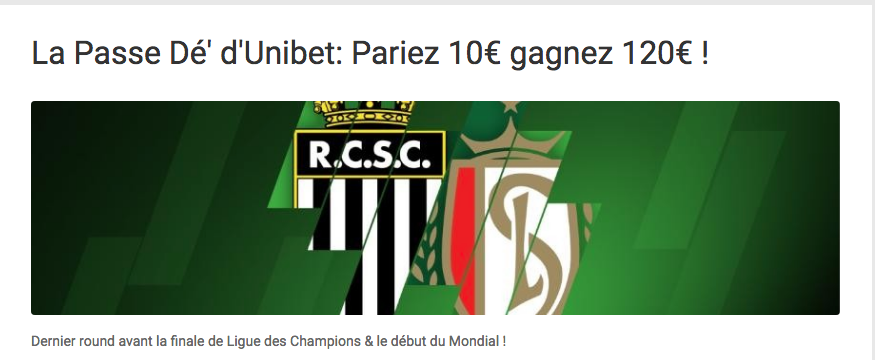 Promo Charleroi Standard Unibet