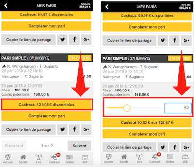 Cashout partiel Winamax