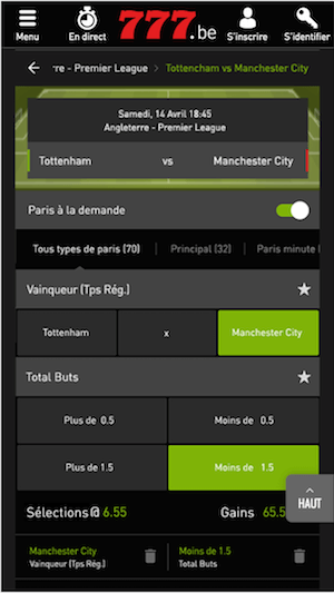 pari a la demande bet777