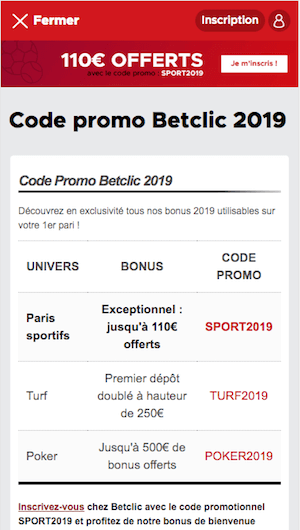 Code bonus Betclic