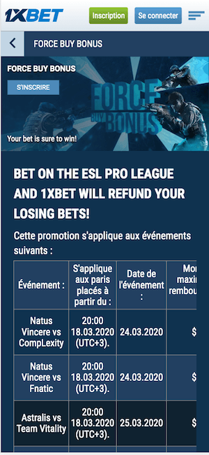 Promo 1xBet CSGO