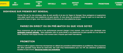 Inscription premier bet senegal