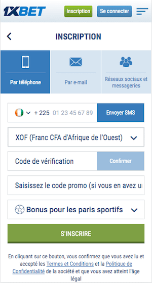 1xbet ci inscription