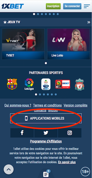 telecharger 1xbet apk android