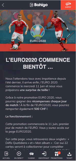promotion euro 2020 avec Bahigo