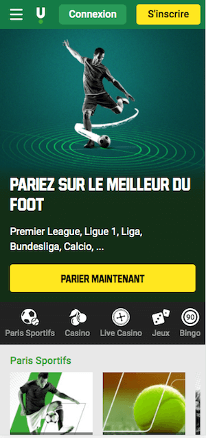 Unibet accueil mobile