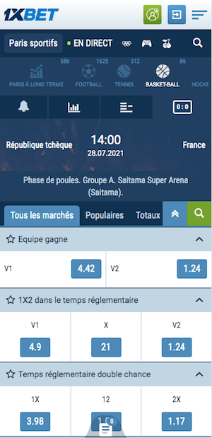 cotes rep tcheque vs france basket