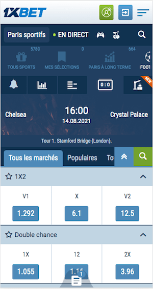 cotes chelsea vs crystal palace