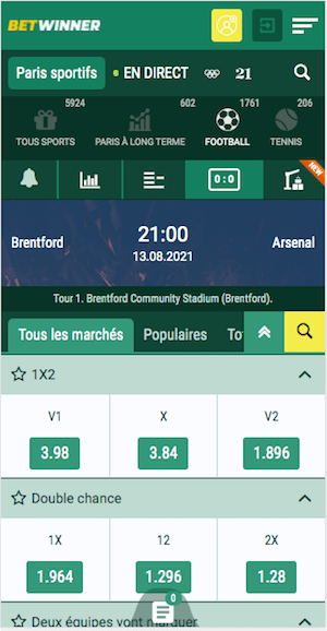 cotes Brentford vs Arsenal