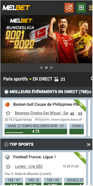 Melbet mobile accueil