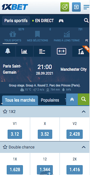 cotes psg vs man city