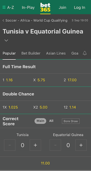 promo bet365 tunisie vs guinee equatoriale