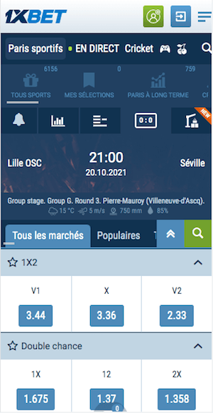 cotes lille vs seville
