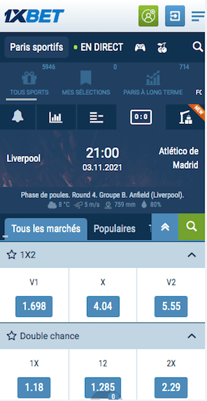 cotes liverpool vs atletico