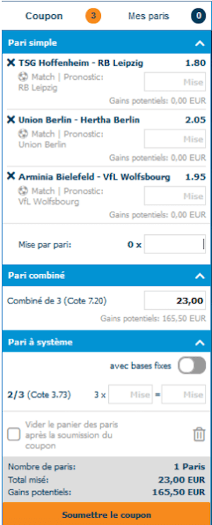 cotes paris sportifs bundesliga 12 eme journee