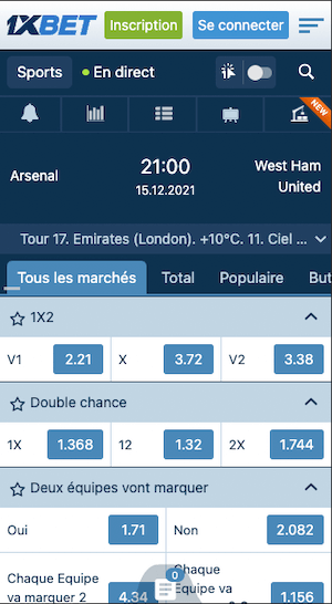 cotes arsenal vs west ham