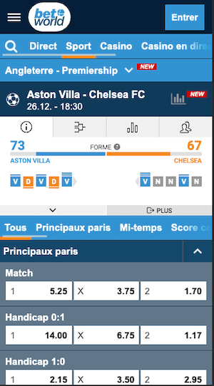 cotes aston villa vs chelsea