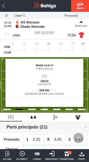 cotes monaco vs rennes