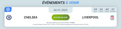pari sans risque Chelsea liverpool