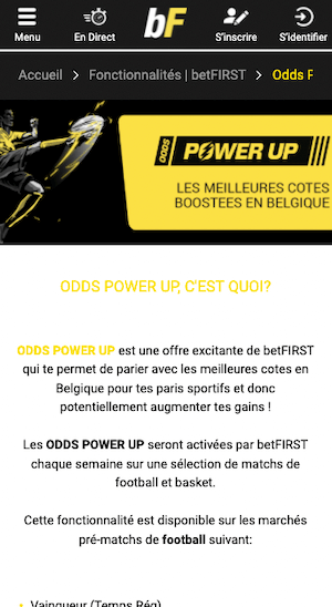 pwer up cotes boost betfirst
