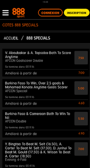 cotes 888 specials