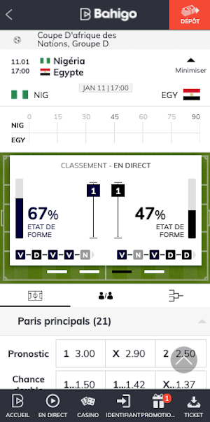 parier nigeria vs egypte