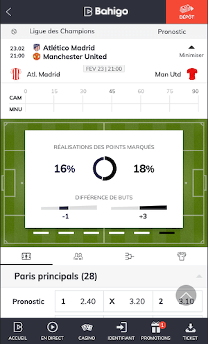 parier atletico madrid vs manchester united