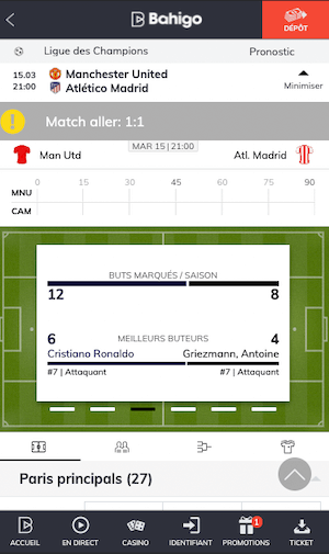 cotes manchester united vs atletico madrid