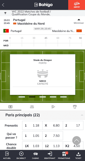 cotes portugal vs macedoine du nord