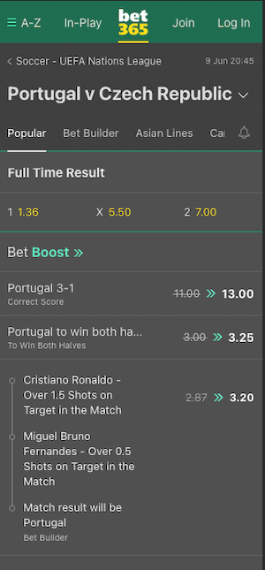 cotes portugal vs rep tcheque