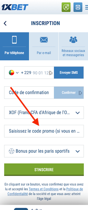 1xbet benin inscription