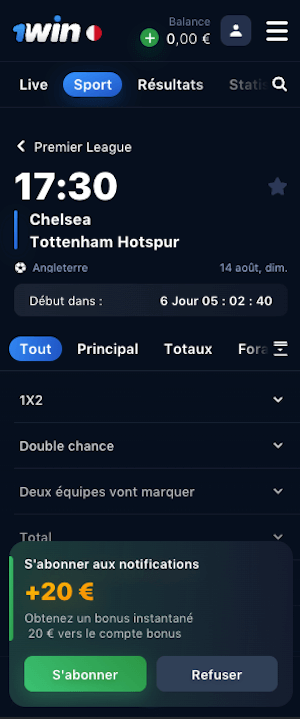 parier chelsea vs tottenham