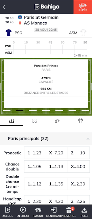 cotes psg vs monaco