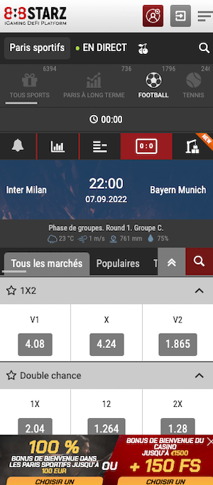 cotes inter milan vs bayern