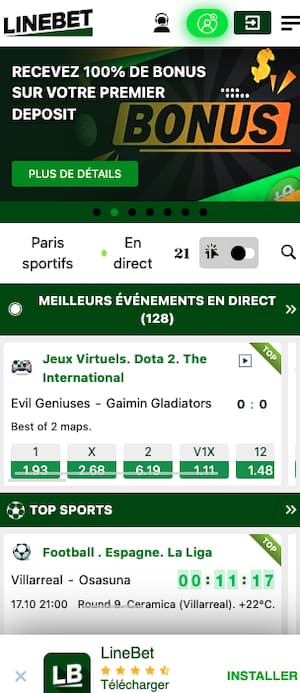 linebet sur mobile