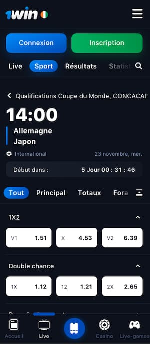 cotes allemagne vs japon