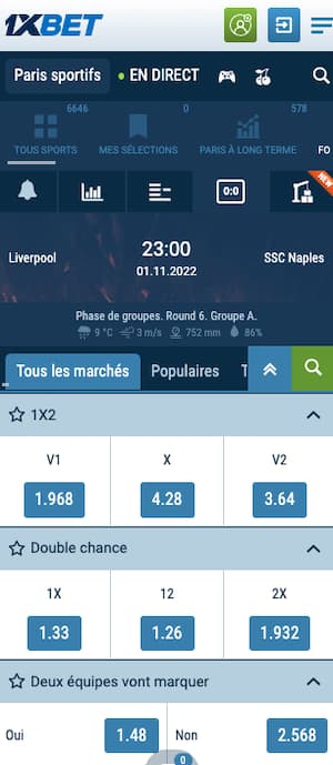 cotes liverpool vs SSC Naples