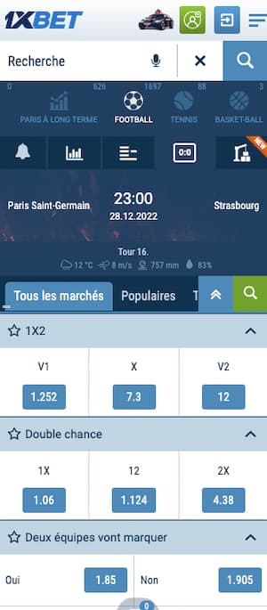 cotes psg strasbourg