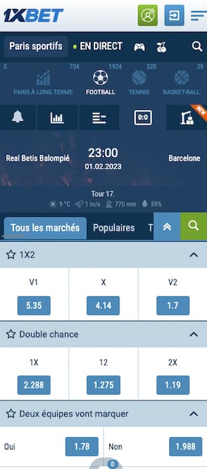 cotes real betis vs barcelone