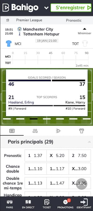 cotes man city vs tottenham