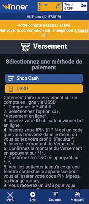 depot winner bet sur mobile