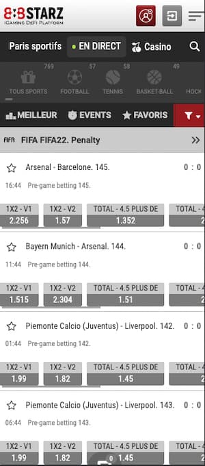 parier fifa avec 888starz