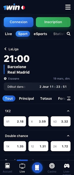 cotes barca real madrid