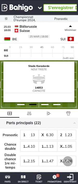 cotes bielorussie vs suisse chez bahigo