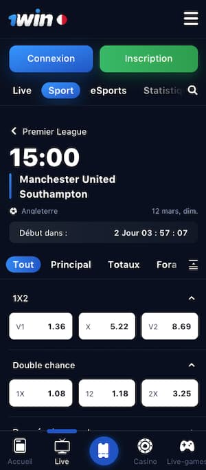 cotes man united vs southampton