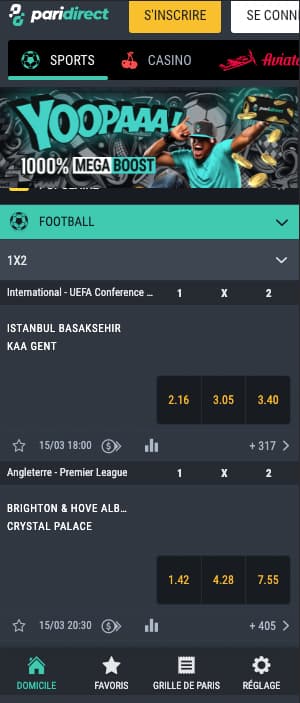 paridirect version mobile